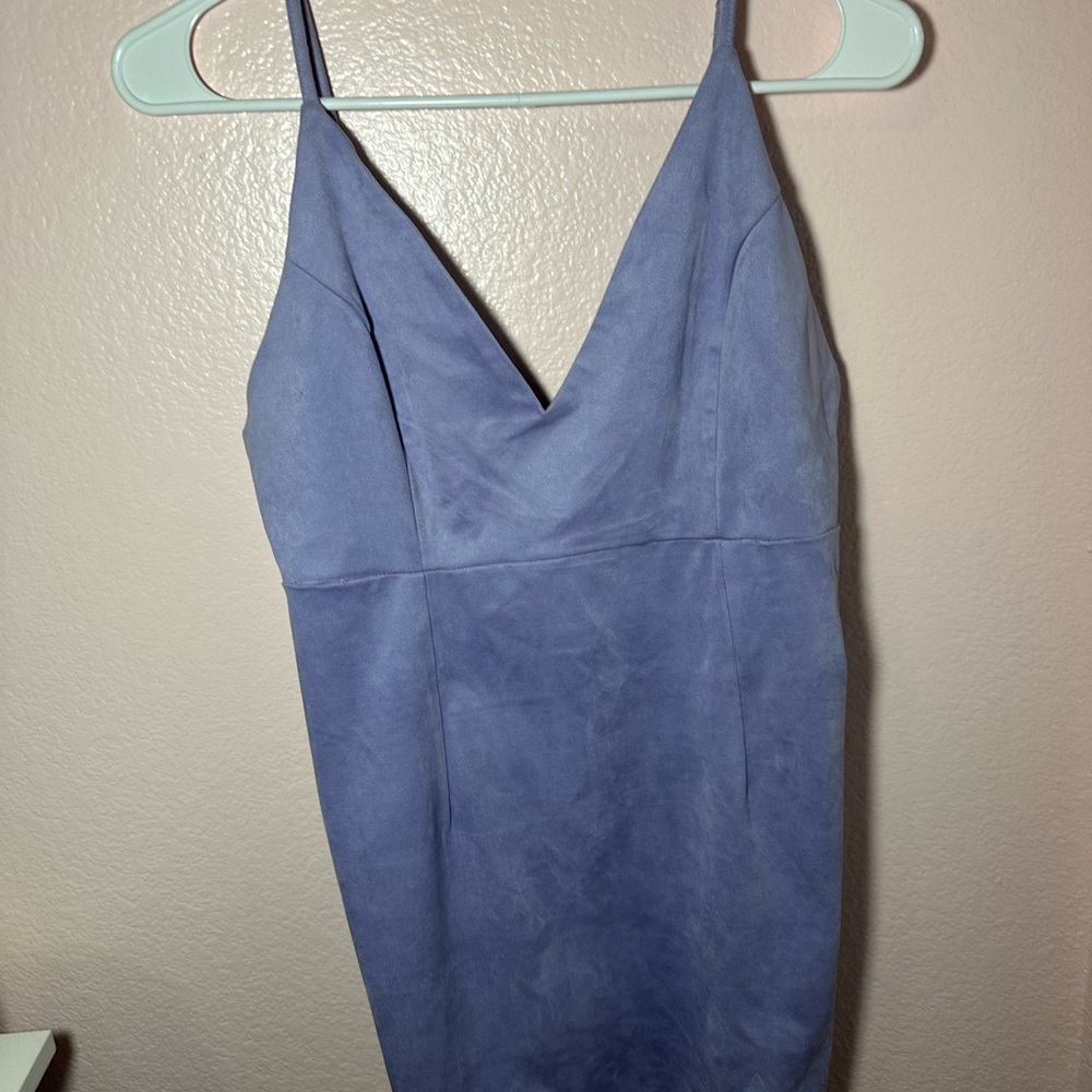 Purple suede body con dress
